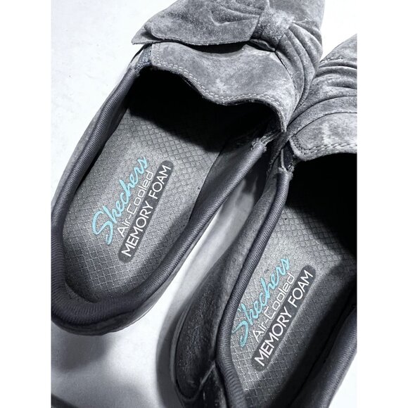 Sketchers micro leather Madison Ave grey bow slip on shoe women size 6 - Picture 3 of 9
